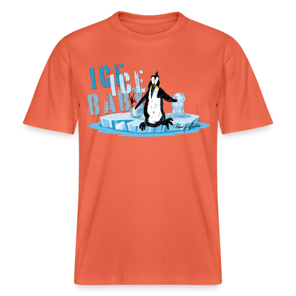 Unisex Bio-T-Shirt mit ICE ICE BABY PINGUIN PRINT - Hellrot