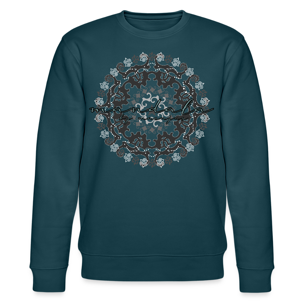 Unisex Bio-Sweatshirt mit BLACK MANDALA PRINT - Dunkles Petrol
