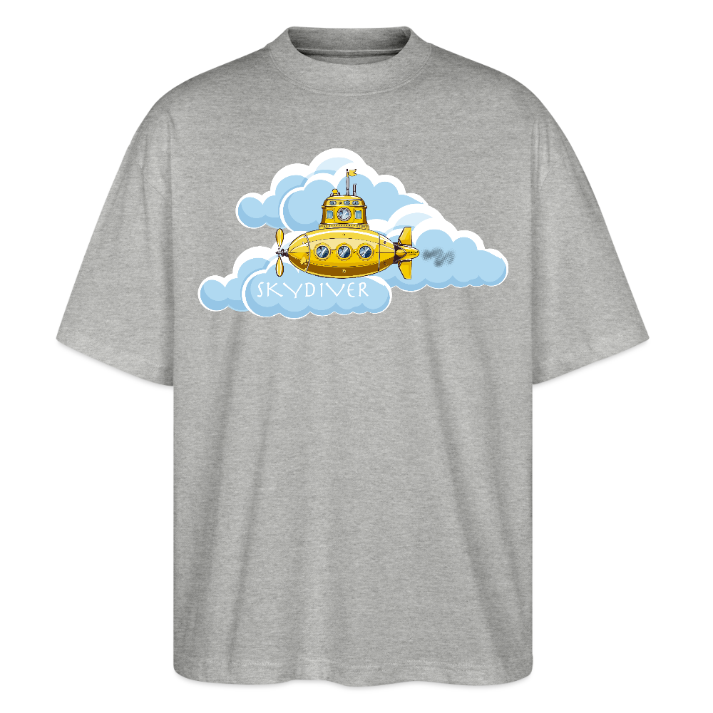 Oversized Unisex Bio T-Shirt mit SKYDIVER PRINT - Grau meliert