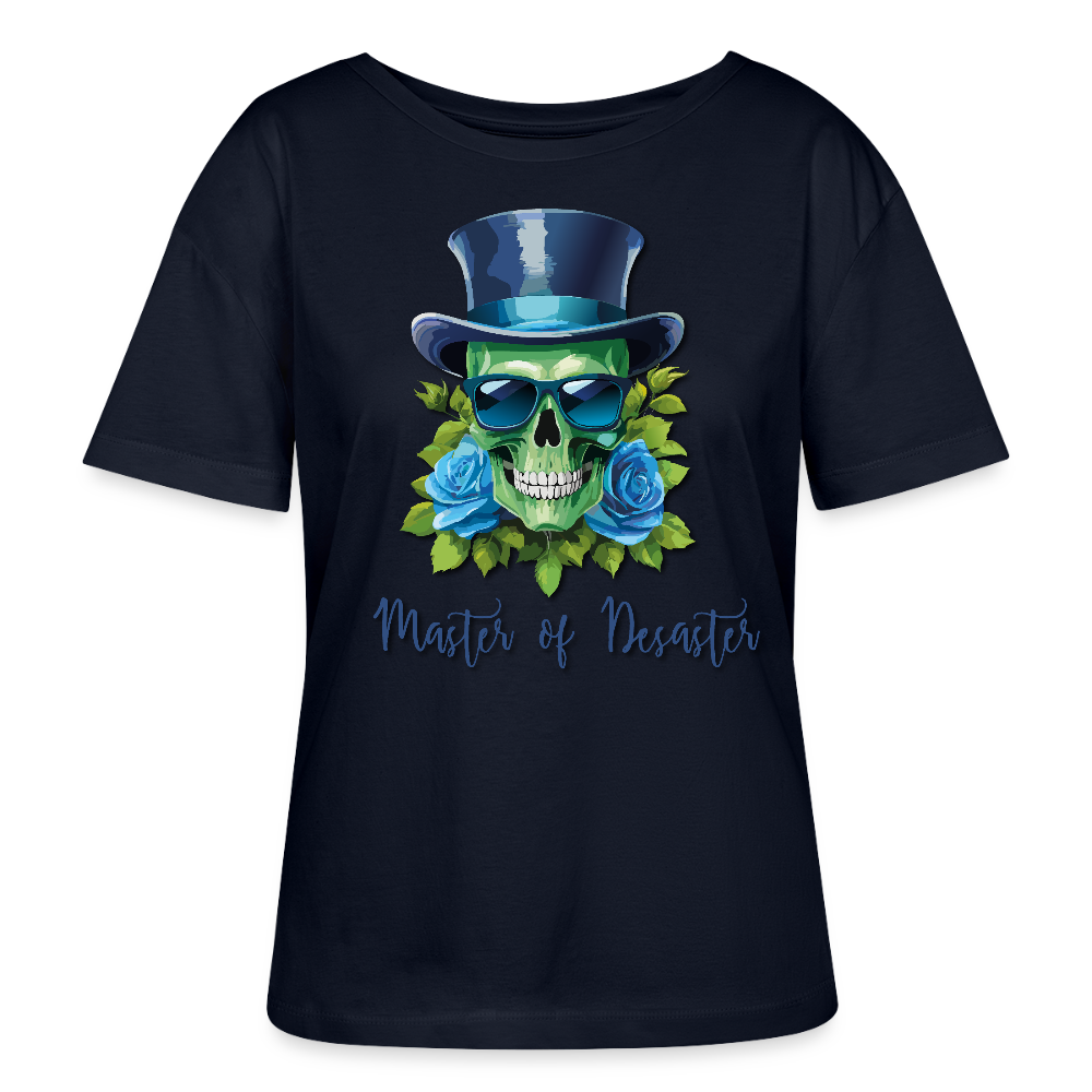 Frauen T-Shirt mit MASTER OF DESASTER SKULL PRINT - Navy