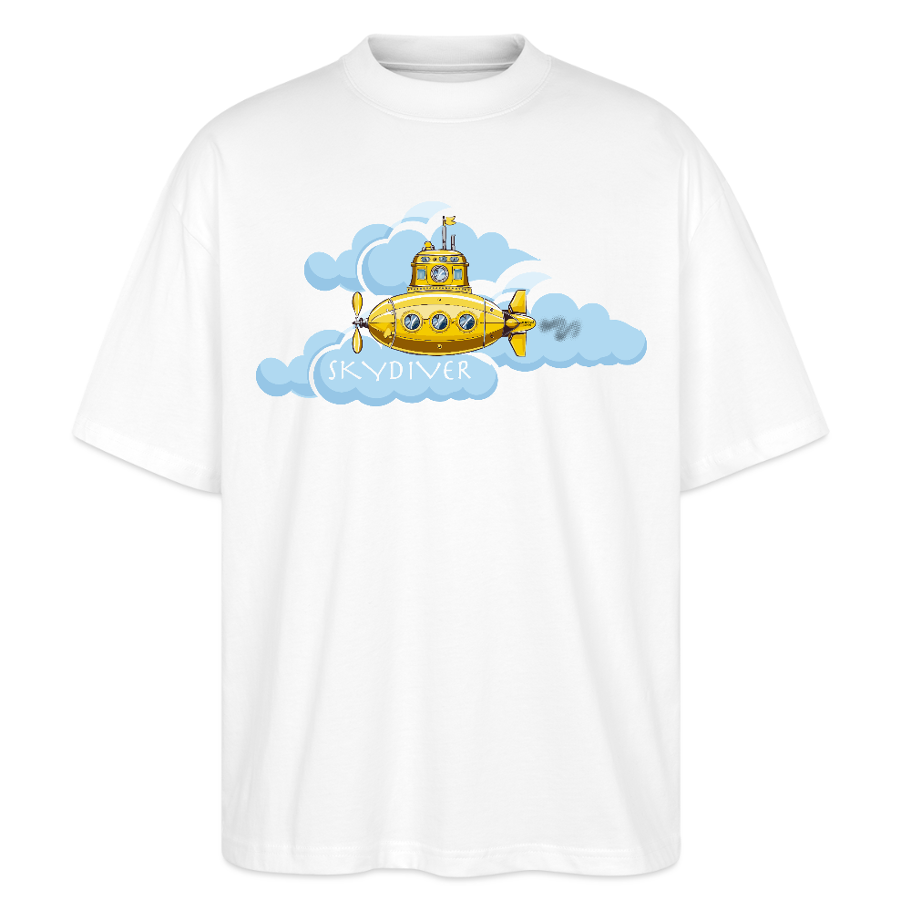 Oversized Unisex Bio T-Shirt mit SKYDIVER PRINT - Weiß