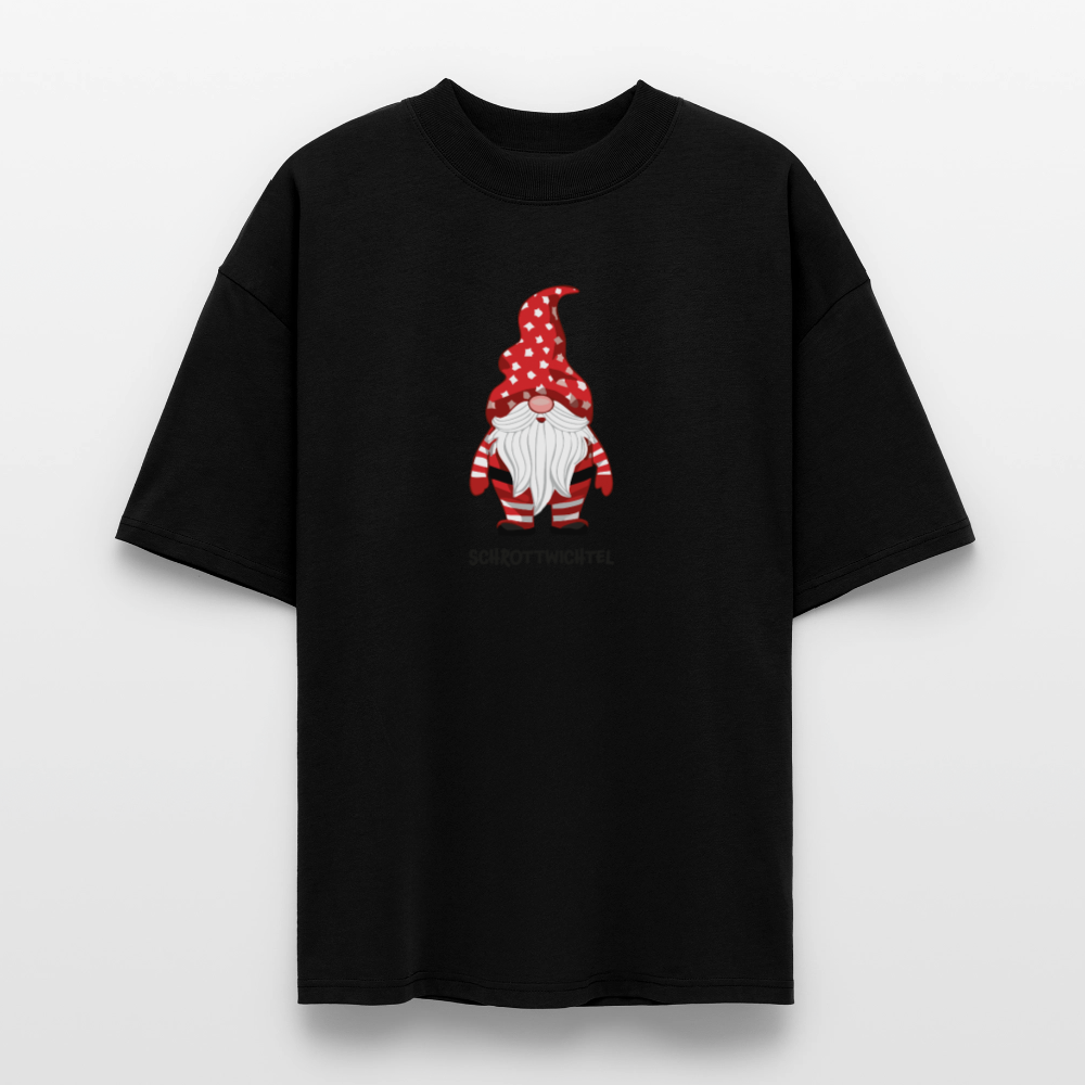 Oversized Unisex Bio T-Shirt mit SCHROTTWICHTEL PRINT - Schwarz
