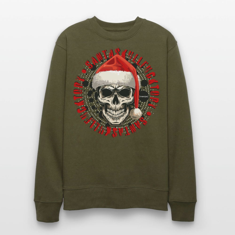 Unisex Bio-Sweatshirt mit SANTASKULL FUCKTORY PRINT - Khaki
