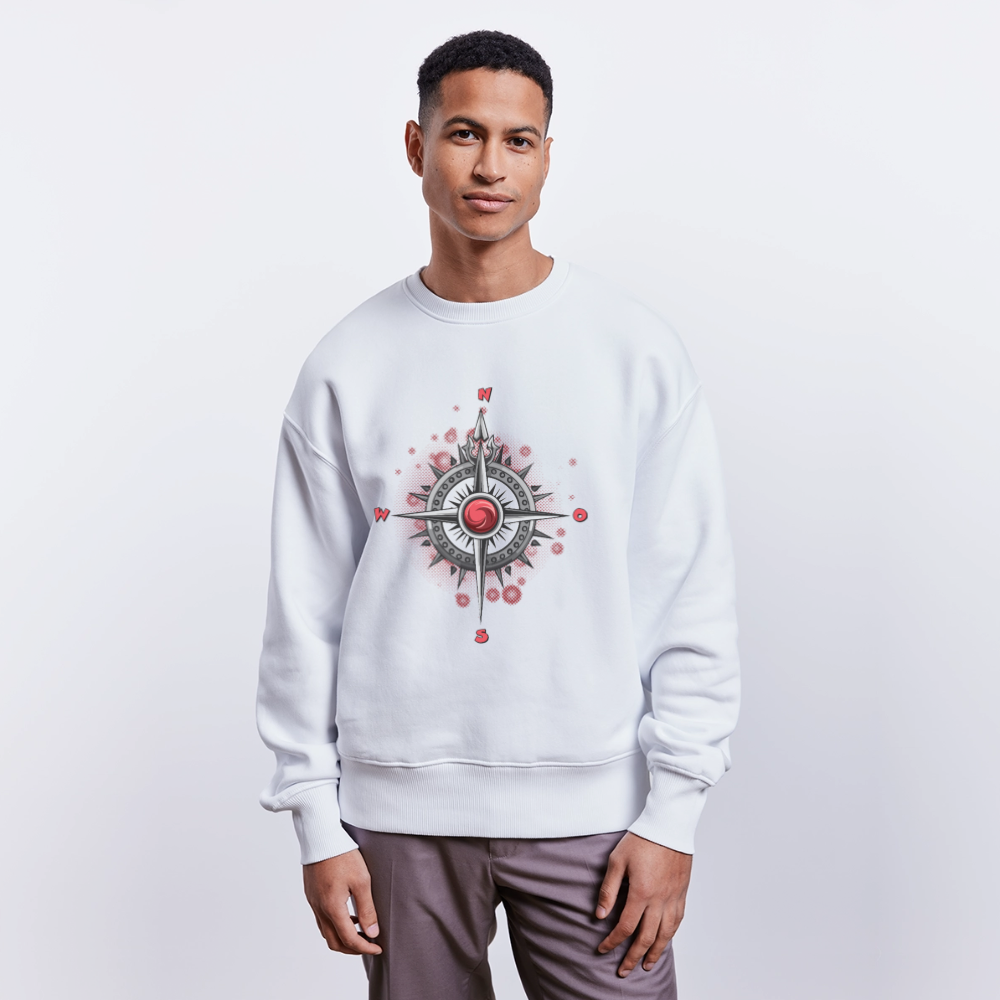 Unisex Oversize Pullover mit WINDROSE PRINT - Weiß