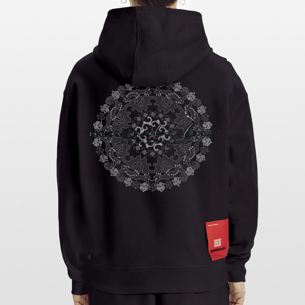 Heavyweight Oversized Organic Hoodie Made in EU mit Mandala Vibes Print - SOLID BLACK