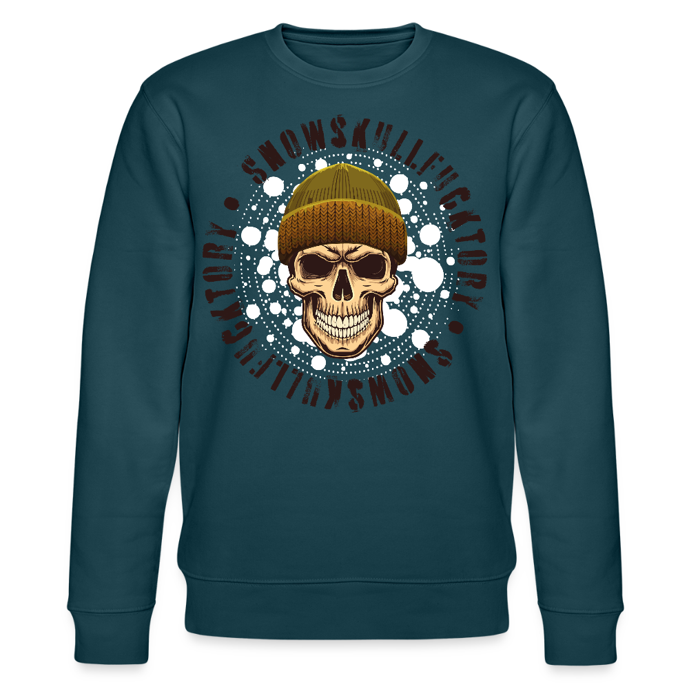 Unisex Bio-Sweatshirt mit SNOWSKULL PRINT - Dunkles Petrol