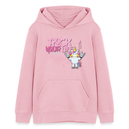Teens Bio-Hoodie mit ROCK YOUR LIFE PRINT - Hellrosa