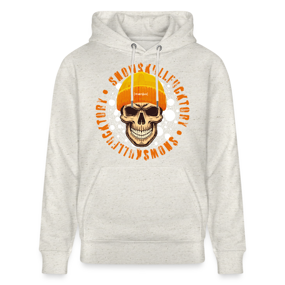 Unisex Bio-Hoodie mit SNOWSKULL FUCKTORY PRINT - Beige meliert