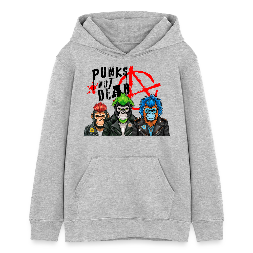 MNJS TEENS Bio-Hoodie mit PUNKS NOT DEAD PRINT - Grau meliert