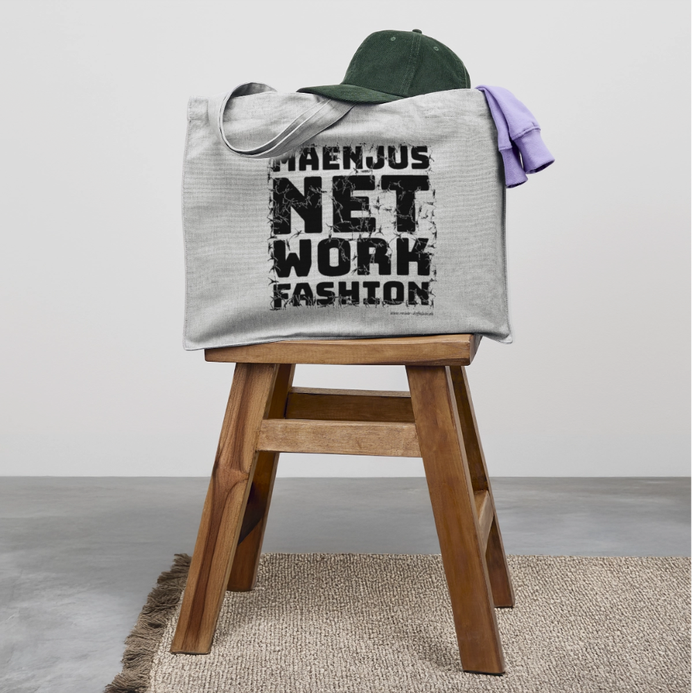 Recycelter Shopping Bag mit MAENJUS NETWORK FASHION PRINT - Grau meliert