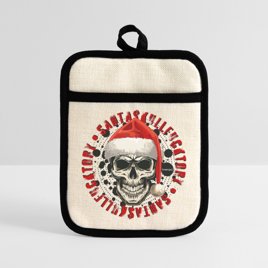 Topflappen mit Gummirückseite mit SANTASKULL FUCKTORY PRINT - Leinen/Schwarz 