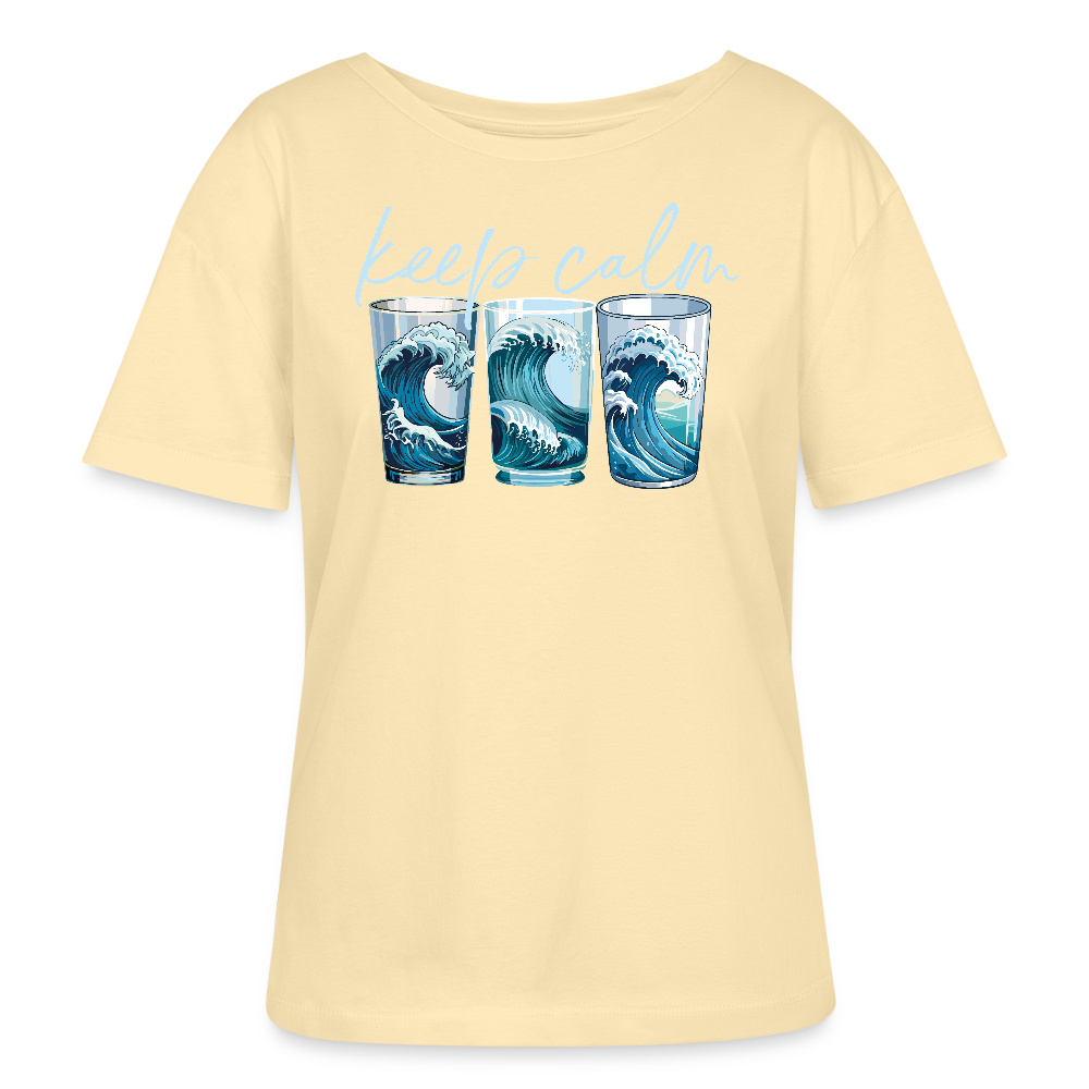 Relaxed Rundhals Frauen Bio-T-Shirt mit KEEP CALM PRINT - Creme