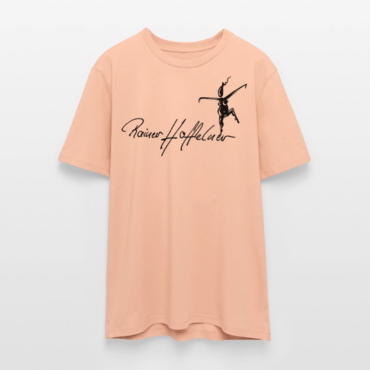 Unisex Bio-T-Shirt mit TUSCHEWEIBCHEN PRINT - Pfirsich