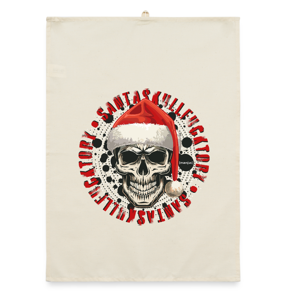 Organic Geschirrtuch mit SANTASKULL FUCKTORY PRINT - Natur
