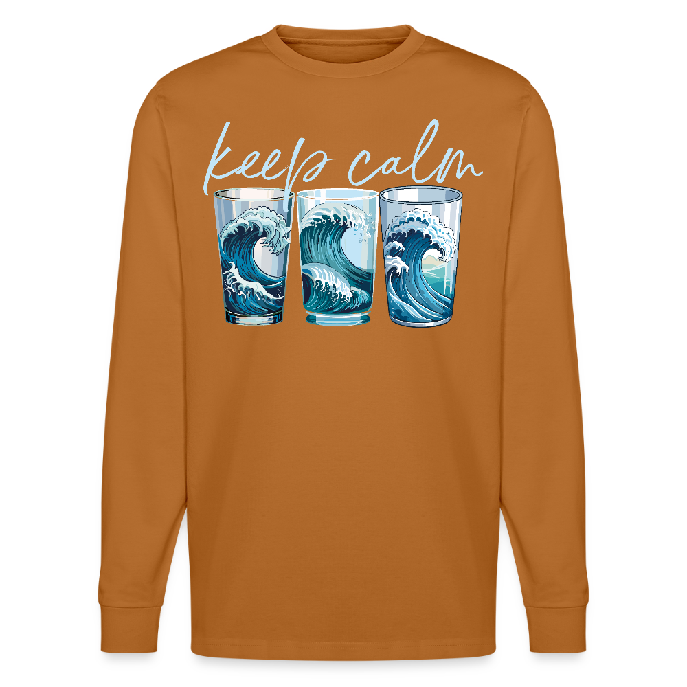 Unisex Bio-Langarmshirt mit KEEP CALM PRINT - Herbstorange
