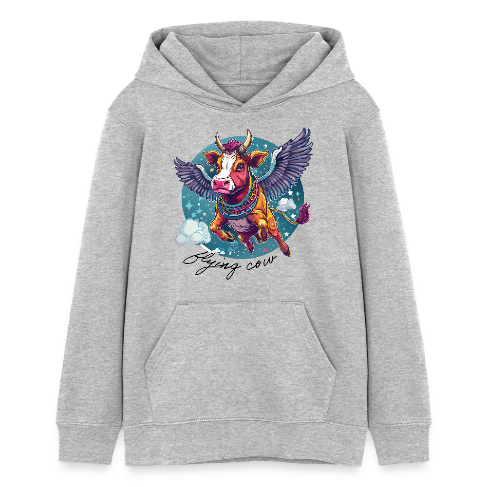 MNJS TEENS Bio-Hoodie mit FLYING COW PRINT - Grau meliert