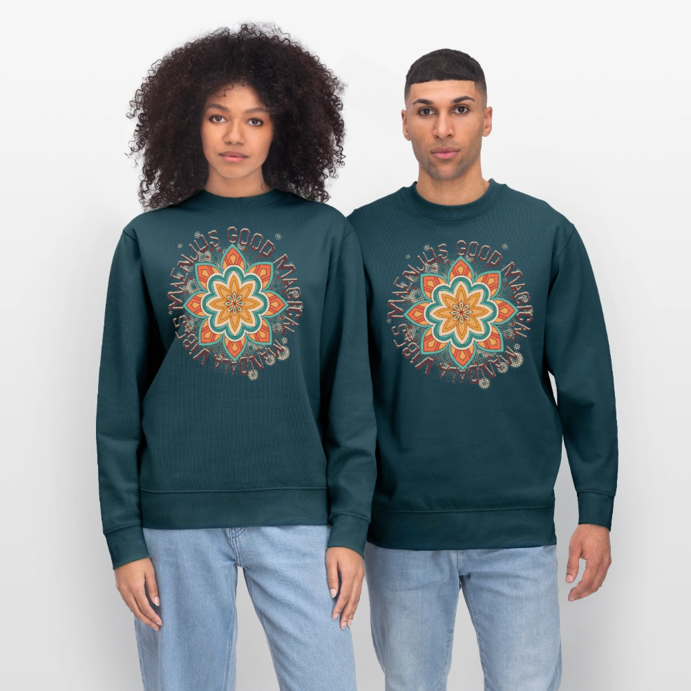Unisex Bio-Sweatshirt mit MANDALA VIBES PRINT - Dunkles Petrol