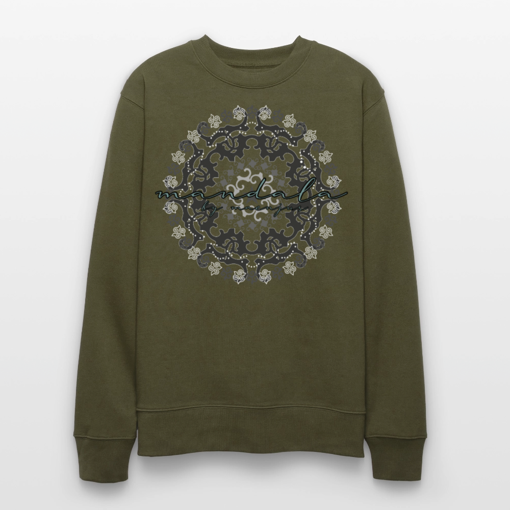 Unisex Bio-Sweatshirt mit BLACK MANDALA PRINT - Khaki