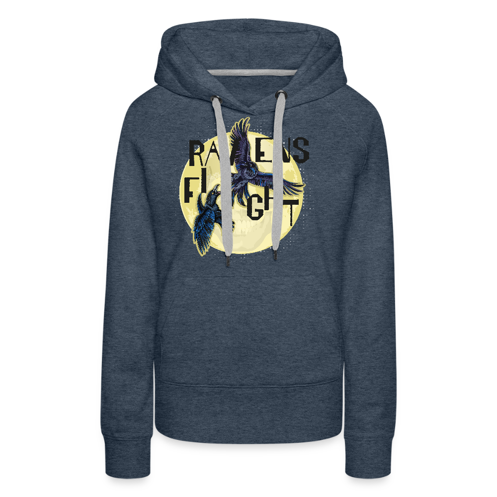 Frauen Premium Hoodie mit RAVENS FIGHT PRINT - Jeansblau