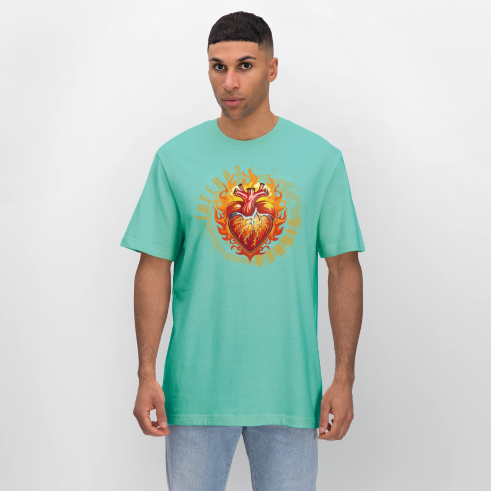 Unisex Bio-T-Shirt mit FEUERHERZ ORANGE PRINT - Poolblau