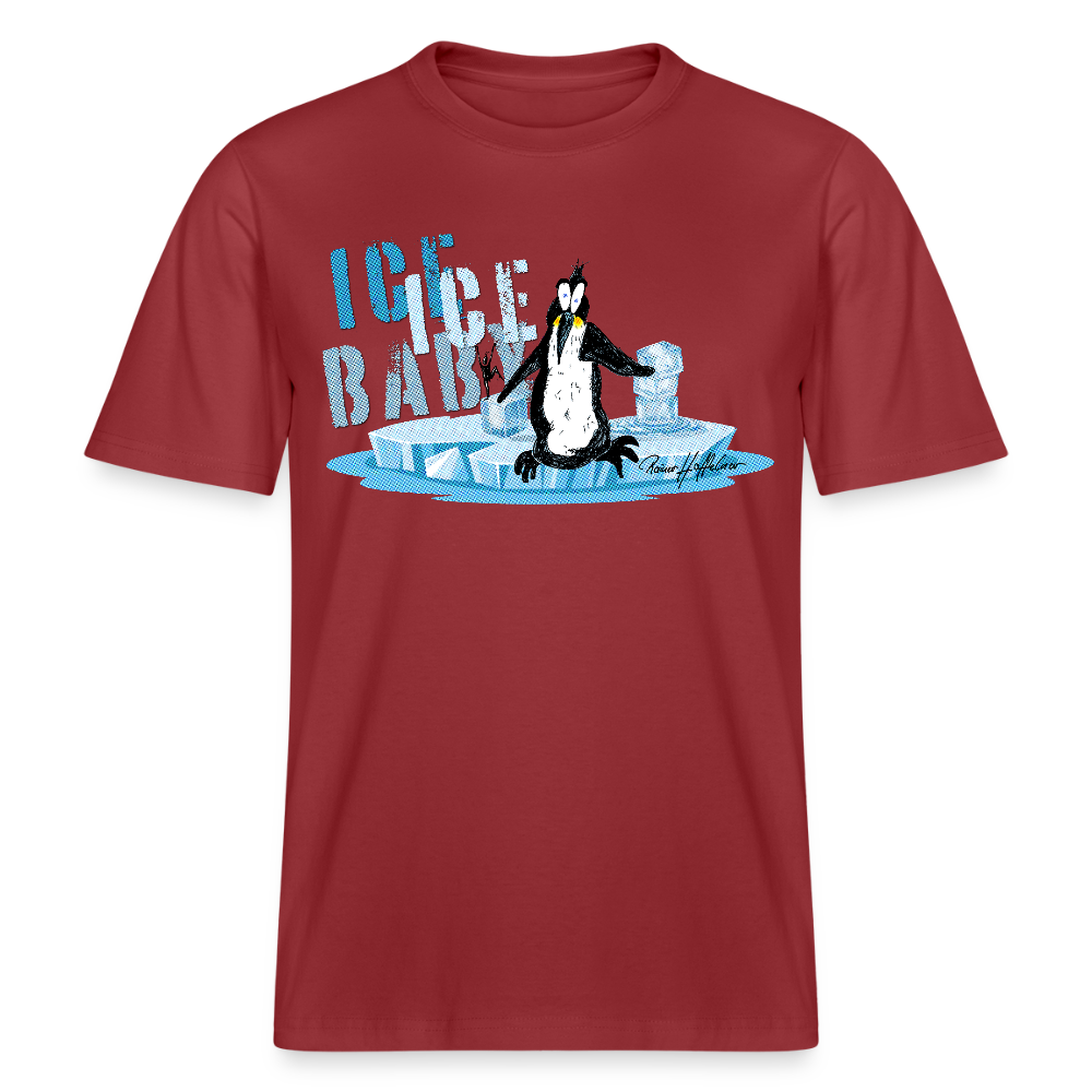 Unisex Bio-T-Shirt mit ICE ICE BABY PINGUIN PRINT - Erdrot
