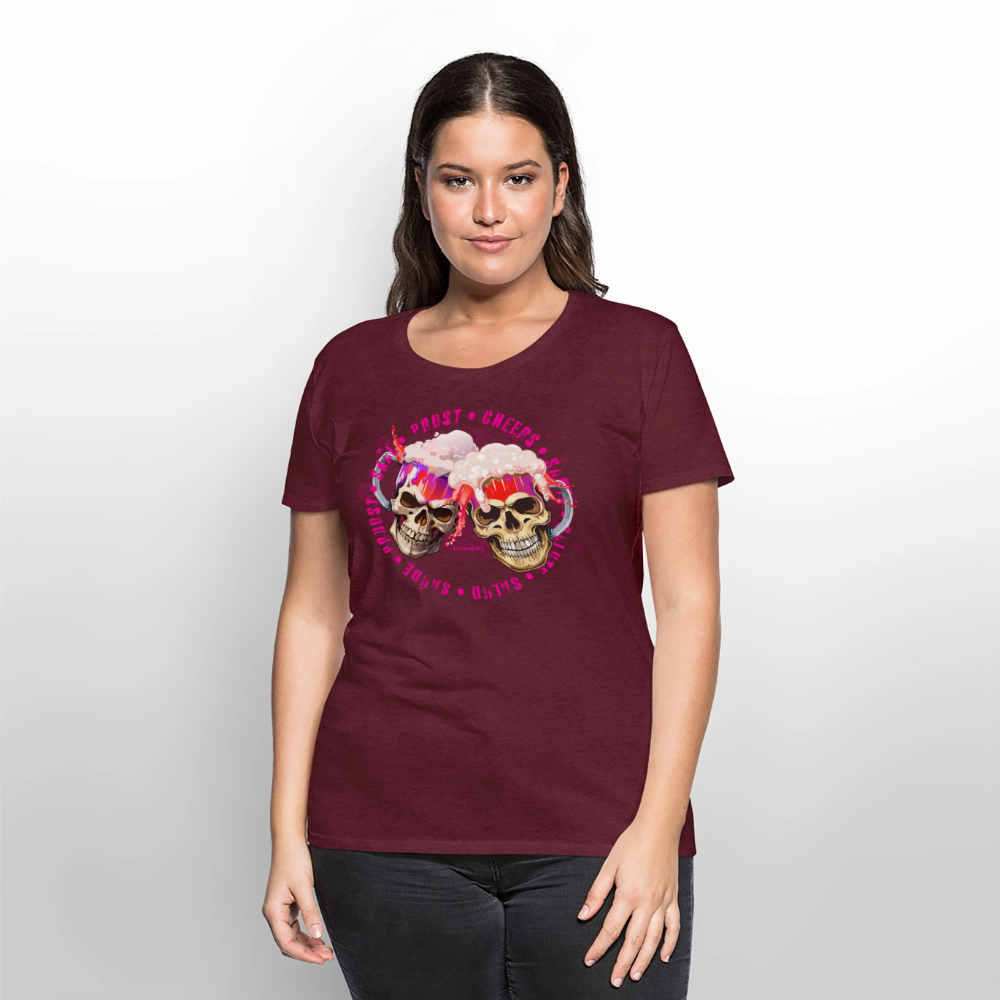 Frauen Premium T-Shirt mit OKTOBERFEST SKULL GIRL PRINT - Burgunderrot