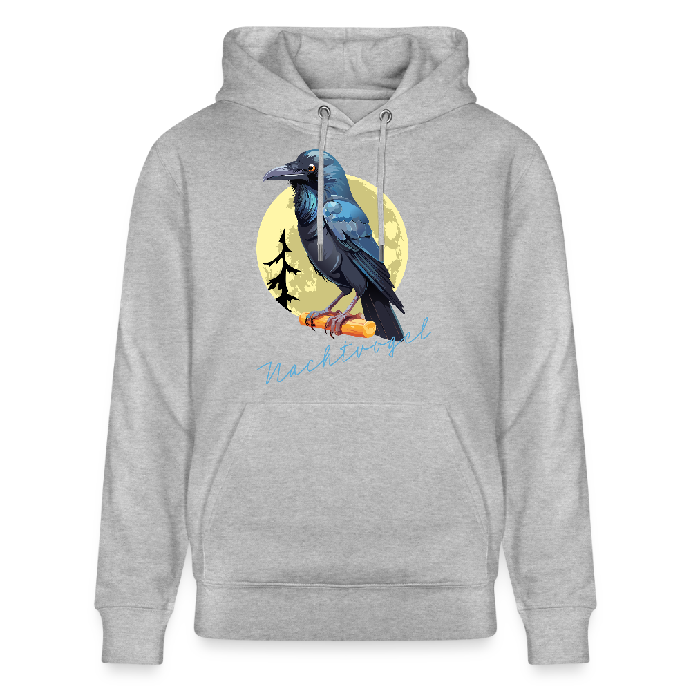 Unisex Hoodie mit NACHTVOGEL PRINT - Grau meliert