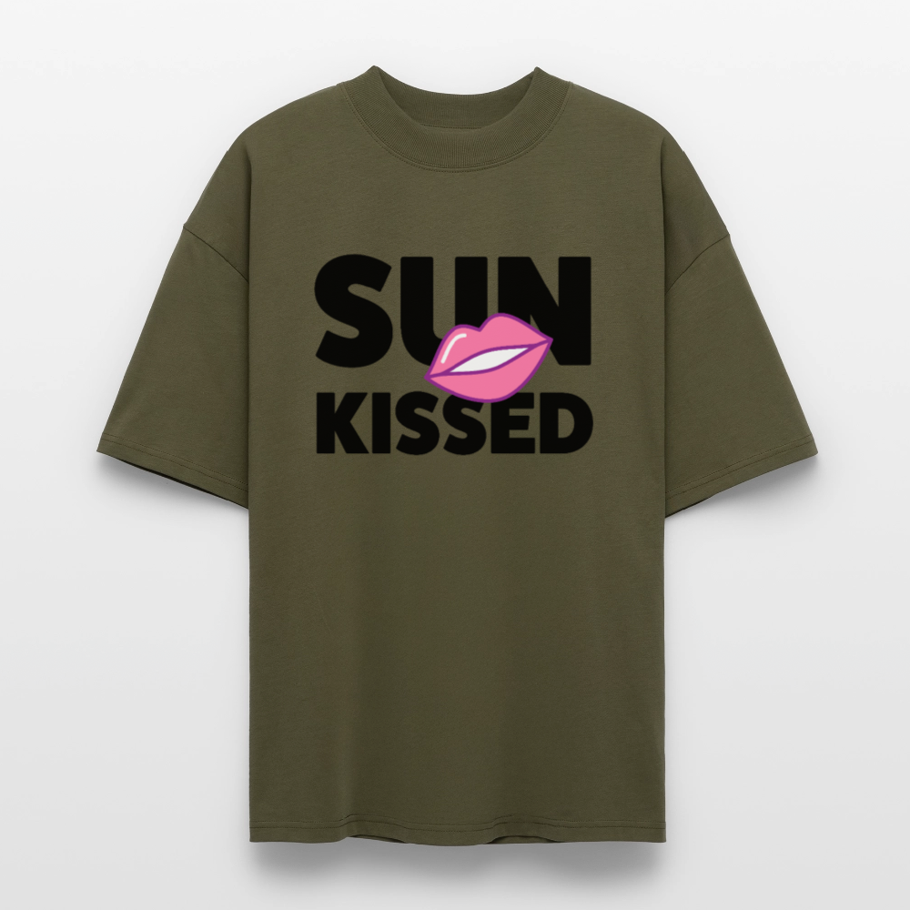 Oversized Unisex T-Shirt mit SUN KISSED PRINT - Khaki