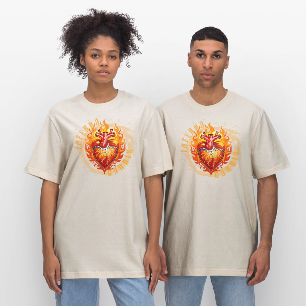 Unisex Bio-T-Shirt mit FEUERHERZ ORANGE PRINT - Naturweiß 
