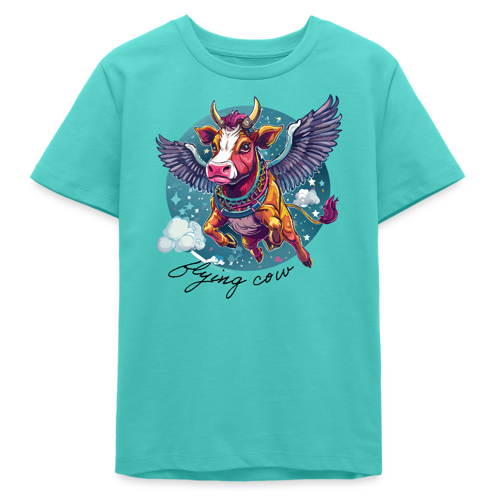 MNJS TEENS Bio T-Shirt mit FLYING COW PRINT - Poolblau