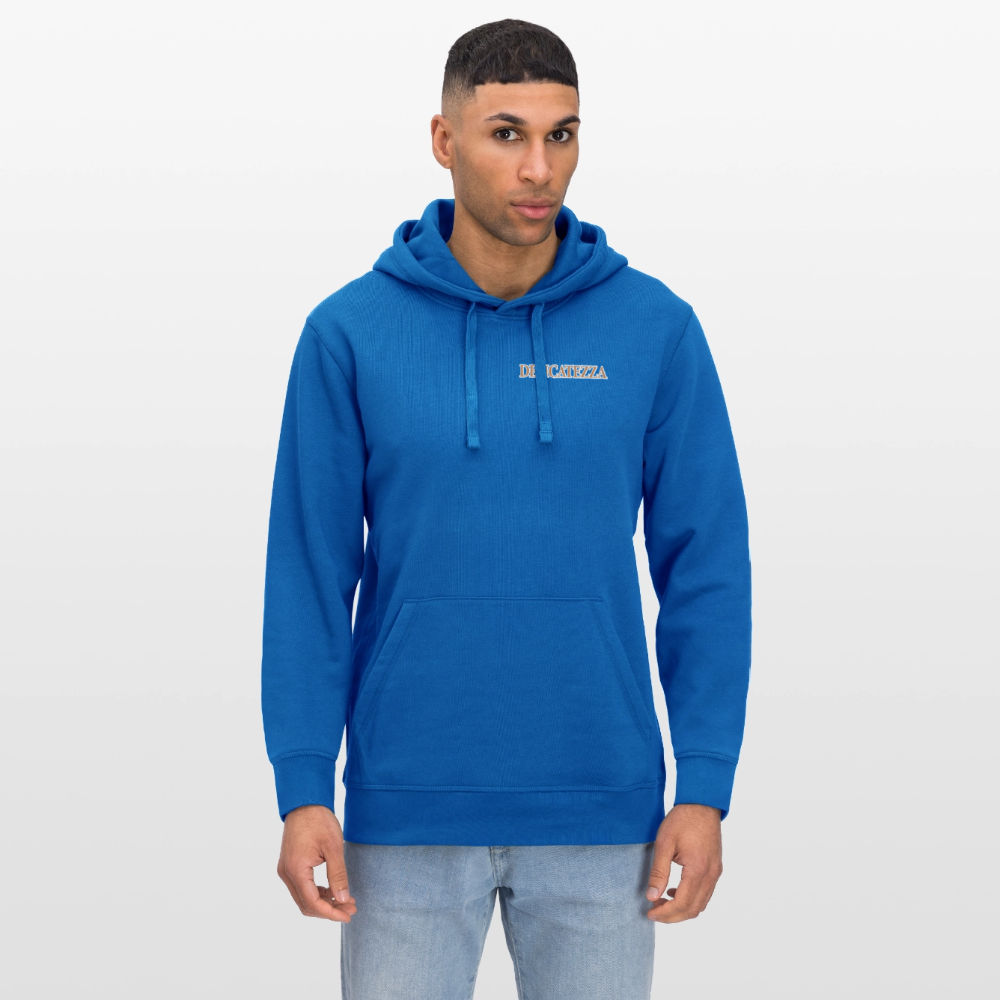 Unisex Bio-Hoodie mit DELICATEZZA SARDINE PRINT Vorder- und Rückseite - Königsblau