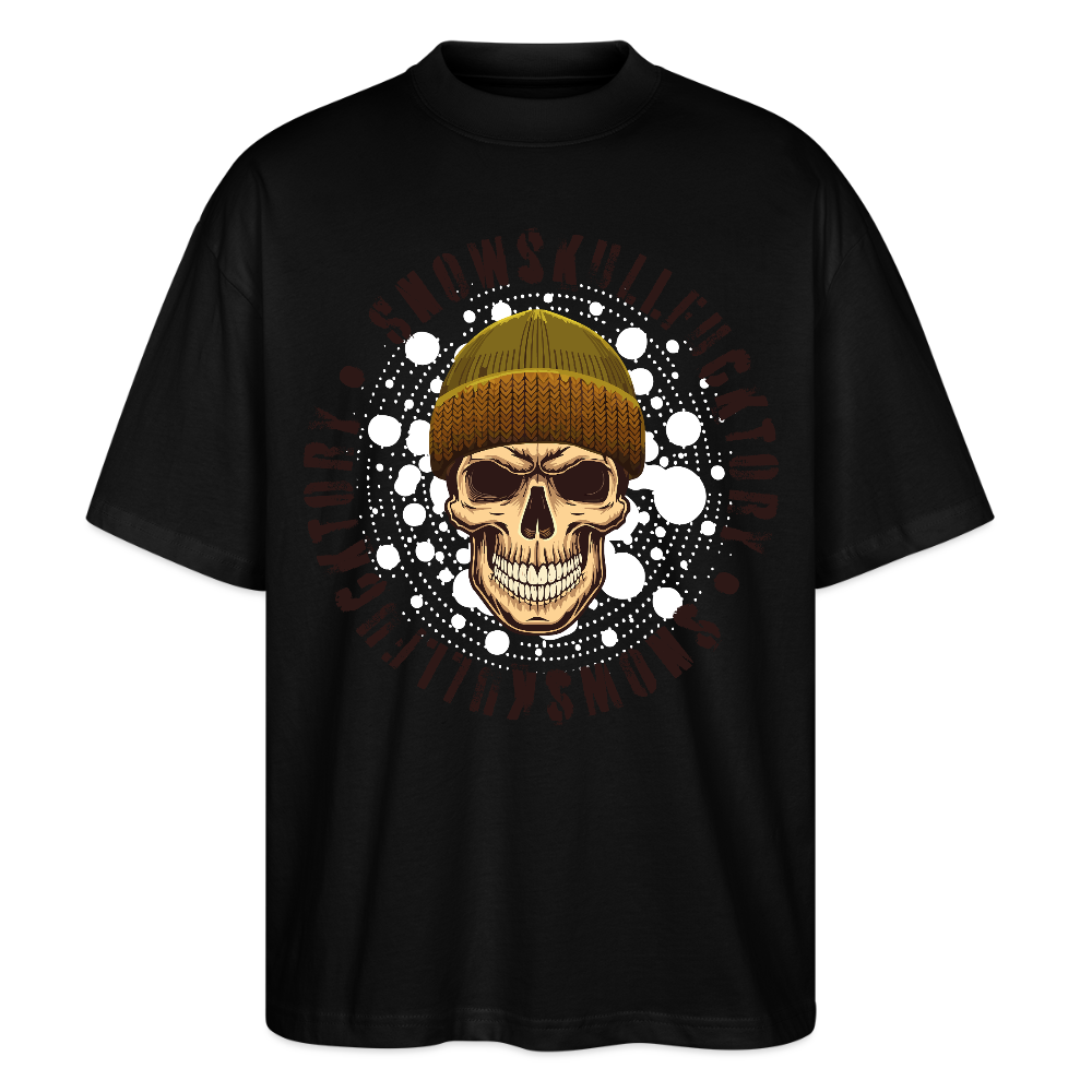 Oversized Unisex T-Shirt mit SNOWSKULL PRINT - Schwarz