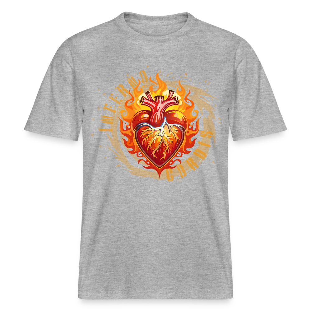 Unisex Bio-T-Shirt mit FEUERHERZ ORANGE PRINT - Grau meliert