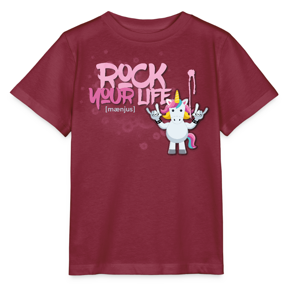 MNJS KIDS Bio T-Shirt mit ROCK YOUR LIFE PRINT - Burgunderrot