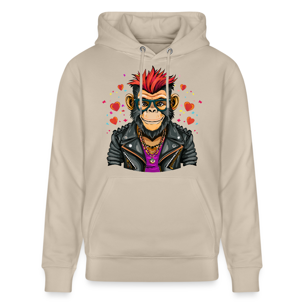 Unisex Hoodie mit MONKEY IN LOVE PRINT - Beige