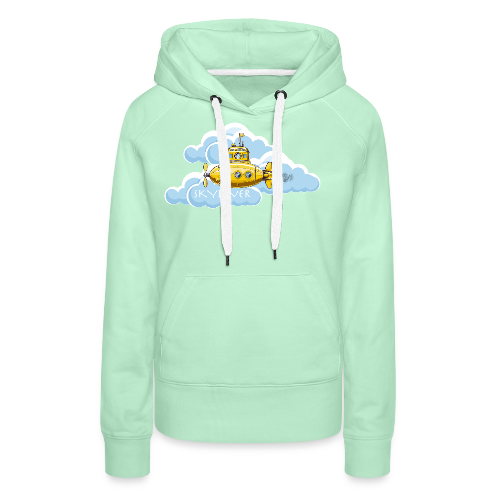 Frauen Premium Hoodie mit SKYDIVER PRINT - helles Mintgrün