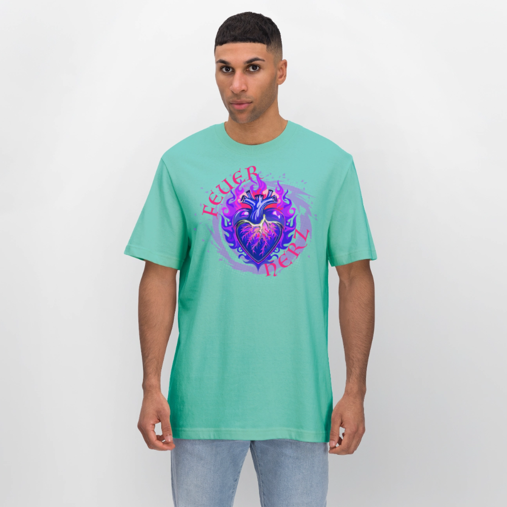 Unisex Bio-T-Shirt mit FEUERHERZ LILA PRINT - Poolblau