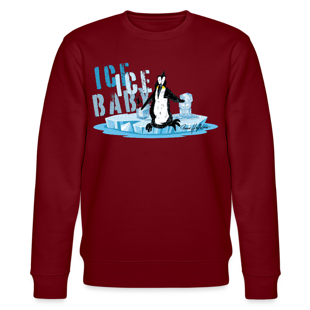 Unisex Bio-Sweatshirt mit ICE ICE BABY PRINT - Burgunderrot