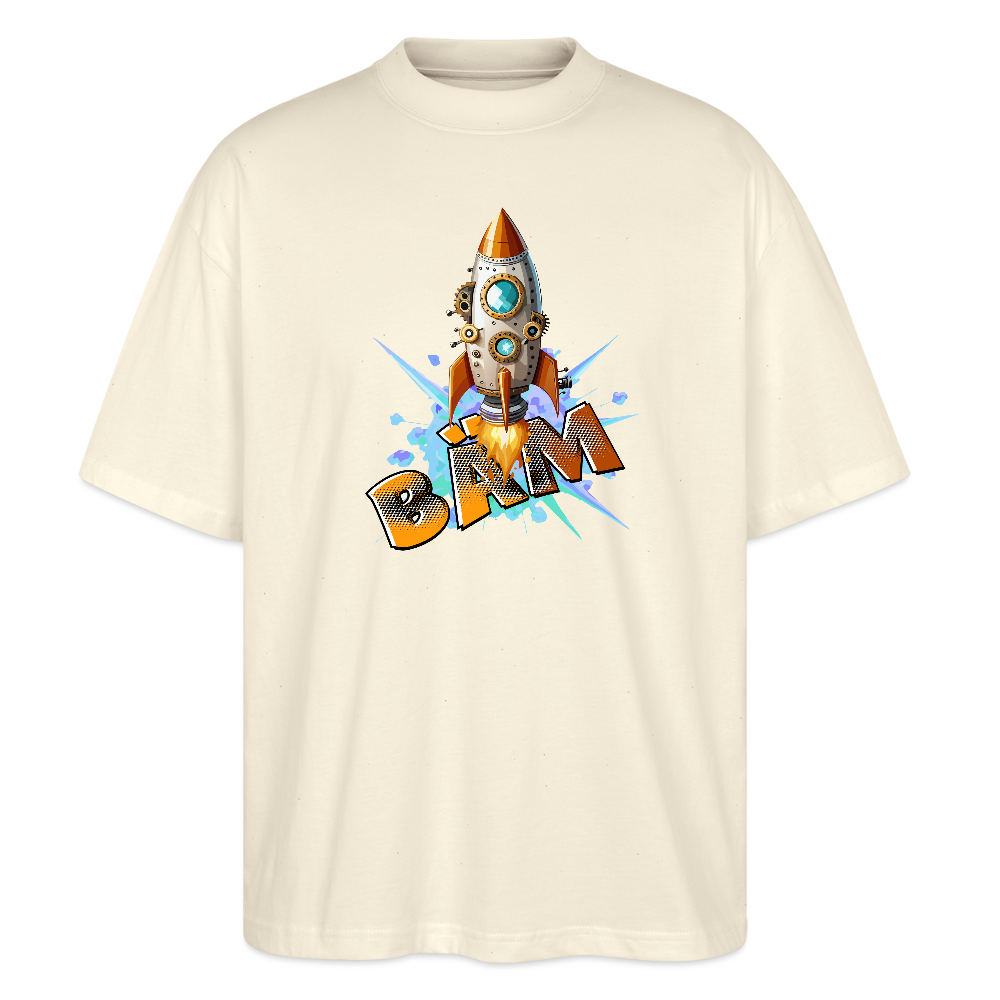 Oversized Unisex T-Shirt mit RAKETE PRINT - Weißgrau