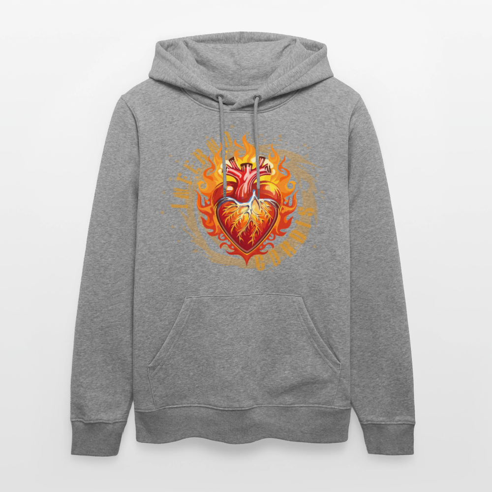 Unisex Bio-Hoodie mit FEUERHERZ PRINT - Hellgrau marmoriert