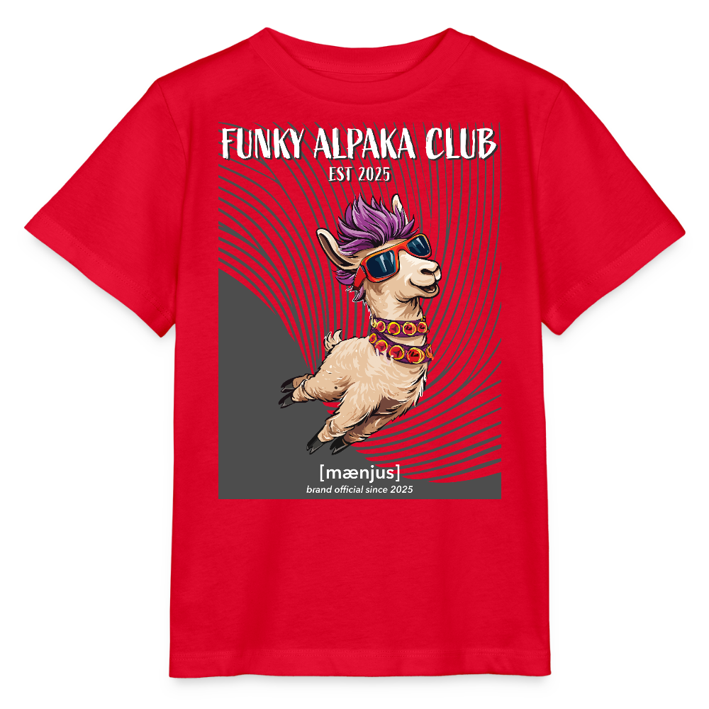 MNJS KIDS Bio T-Shirt mit FUNKY ALPAKA CLUB PRINT - Rot