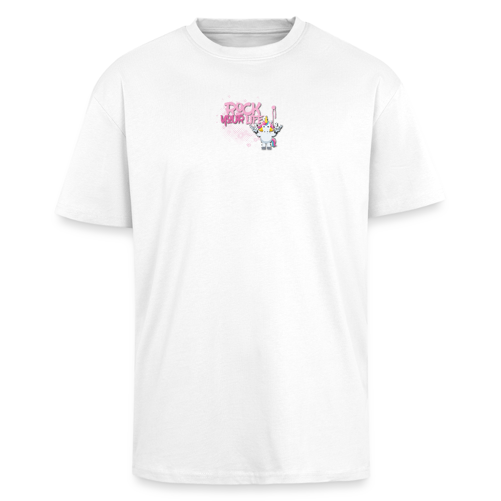 Heavy Oversize T-Shirt mit ROCK YOUR LIFE PRINT - Weiß