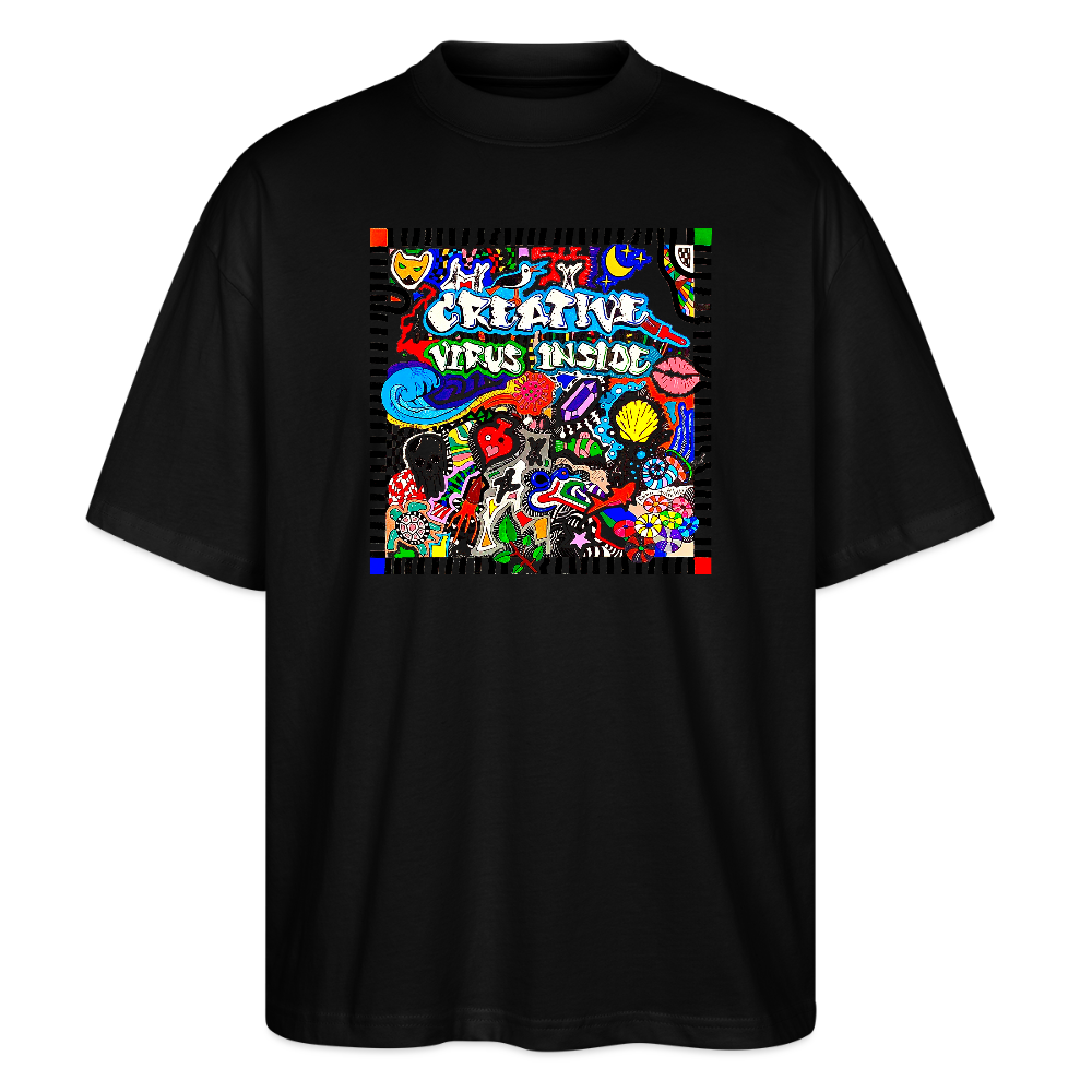Oversized Unisex Bio T-Shirt mit CREATIVE VIRUS INSIDE PRINT Vorderseite - Schwarz