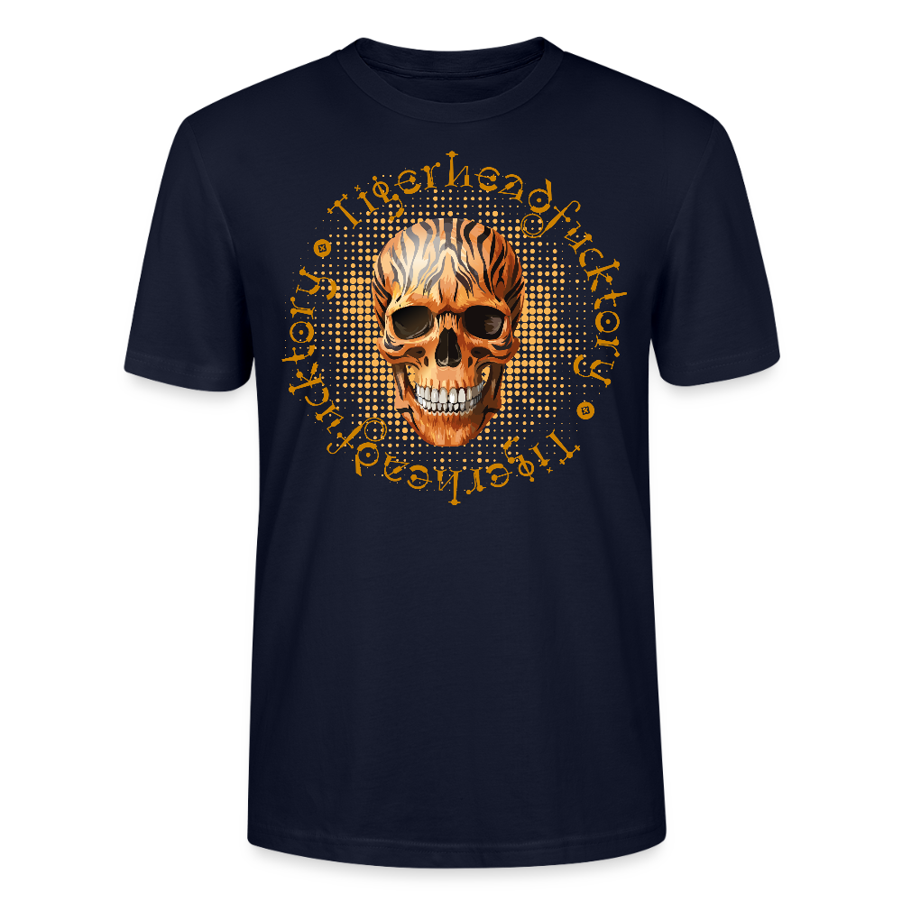 Unisex T-Shirt mit TIGERHEAD SKULL PRINT Vorderseite - Navy