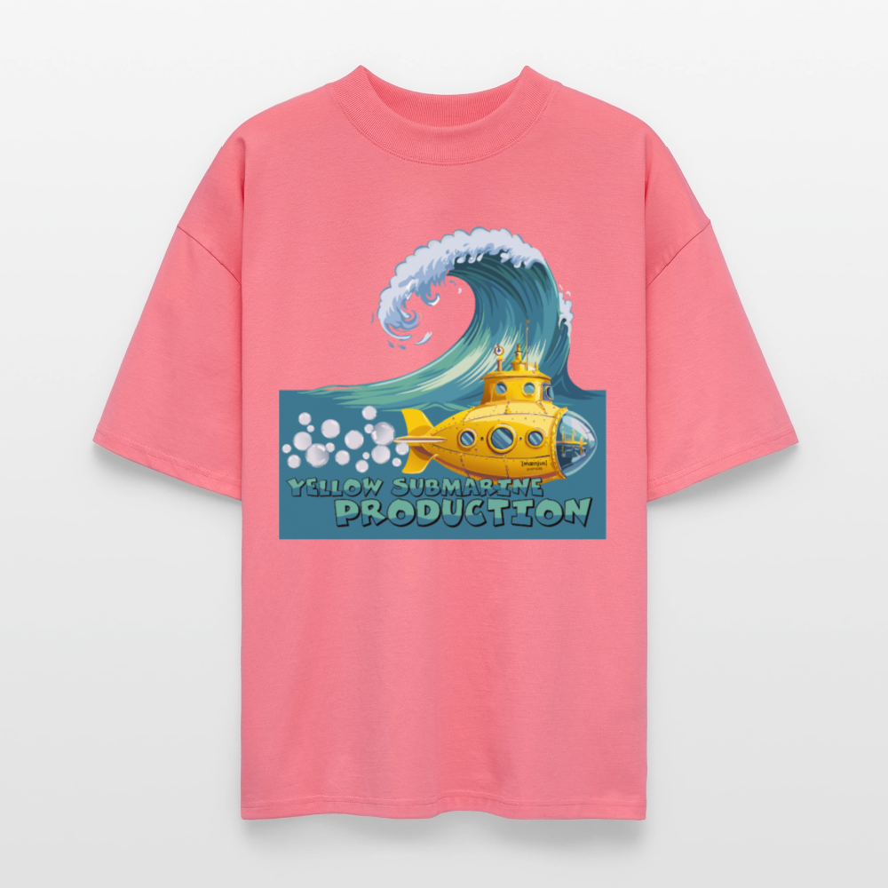 Oversized Unisex Bio T-Shirt mit YELLOW SUBMARINE PRODUCTION PRINT Vorderseite - Pink 
