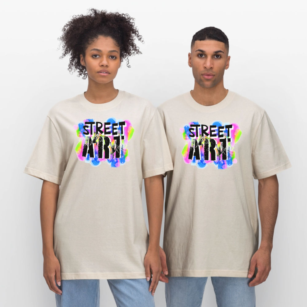 Unisex Bio-T-Shirt mit STREET ART PRINT - Naturweiß 