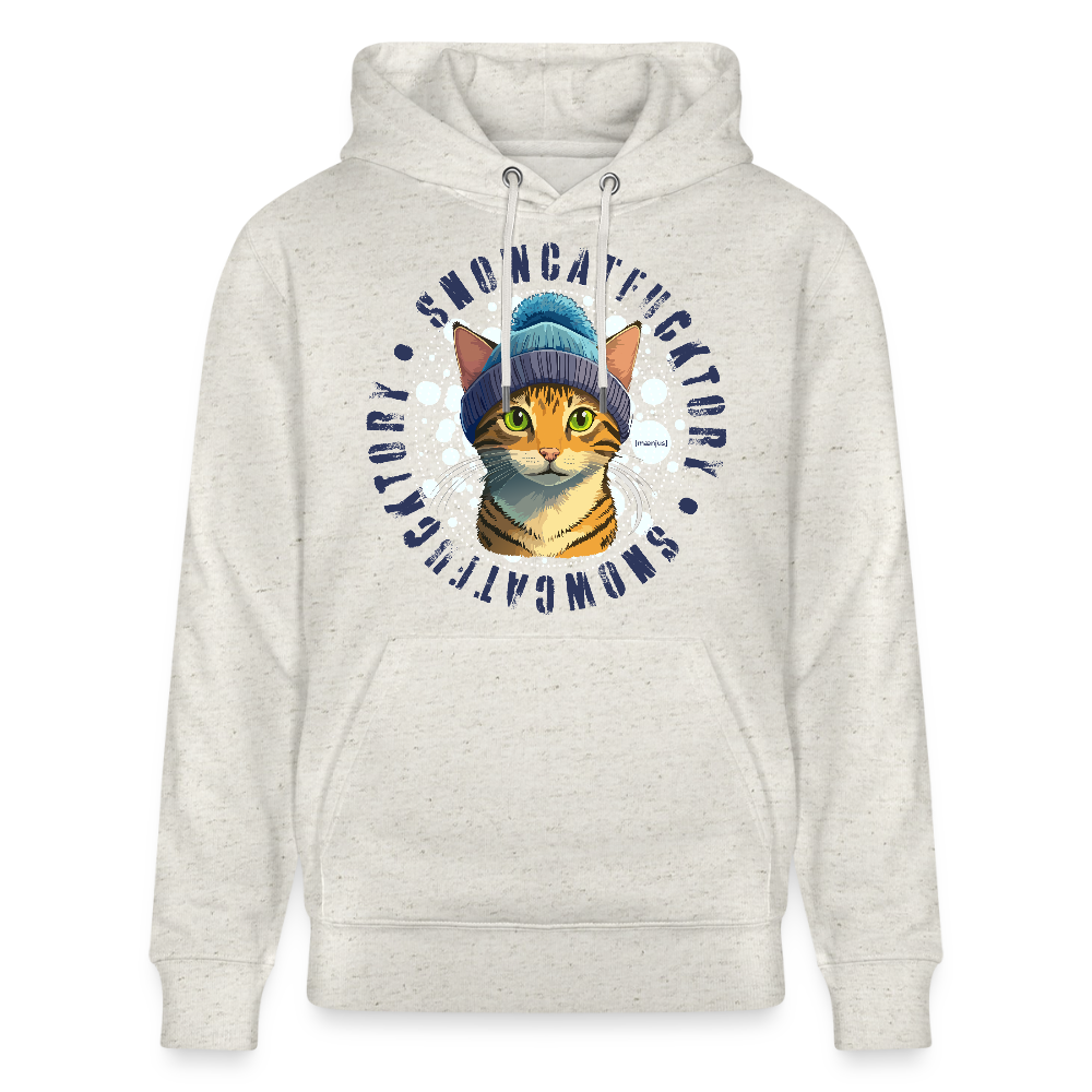 SUnisex Bio-Hoodie mit SNOWCATFUCKTORYPRINT - Beige meliert