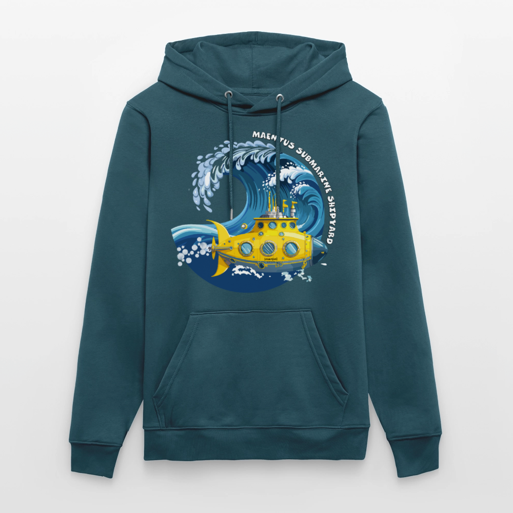 Unisex Bio-Hoodie mit MAENJUS SUBMARINE SHIPYARD PRINT - Dunkles Petrol