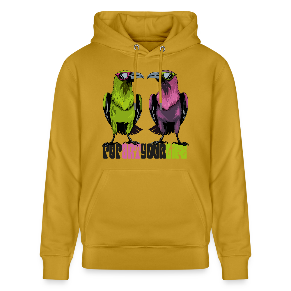 Unisex Hoodie mit POPART YOUR LIFE PRINT - Ocker