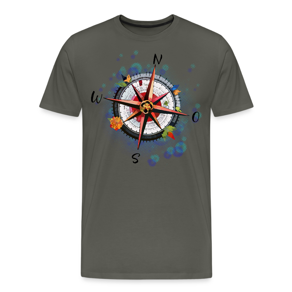 Männer Premium T-Shirt mit WINDROSE PRINT - Asphalt